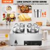 VEVOR Electric Soup Warmer, Four 7.4QT Stainless Steel Round Pot 86~185°F Adjustable Temp