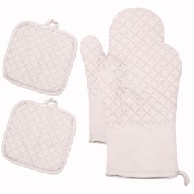 Kitchen Oven Glove High Heat Resistant 350 Degree Extra Long Oven Mitts 4pcs Set (Color: GREY)