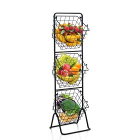 3-Tier Kitchen Storage Basket Organizer for Fruit (Type: Style A, Color: Black)