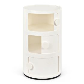 3-tier Round Bedside Table, Multi-storey Storage Unit, Drawer Type Home Organizer For Bedroom, Office, Living Room And Kitchen (Color: White)